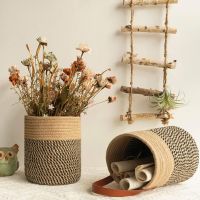 Wall Hanging Woven Jute Cotton Flower Basket Pot Planter Home Storage Basket For Kitchen Tableware Bathroom Sundries Organizer