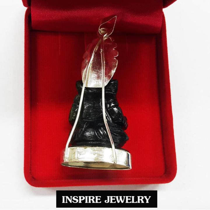 inspire-jewelry-จี้พระพิฒเนศองค์พระสีแดงแกะจากทับทิมพม่า-สีเขียวแกะจากหยก-สีเหลืองแกะจากหยกน้ำผึ้ง-สีน้ำเงินแกะจากลาพิศ-พลอยแท้ทุกเม็ด-ตัวเรือนขึ้นเงิน-92-5-งานจิวเวลลี่-2-5x3cm-หยกดำขนาด-5-5x3cm-น้ำง