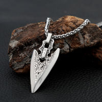 Stainless Steel Arrowhead Long Chain Necklace for Men Retro Spear Viking Necklace Pendant Classic Nordic Amulet Jewelry Gifts