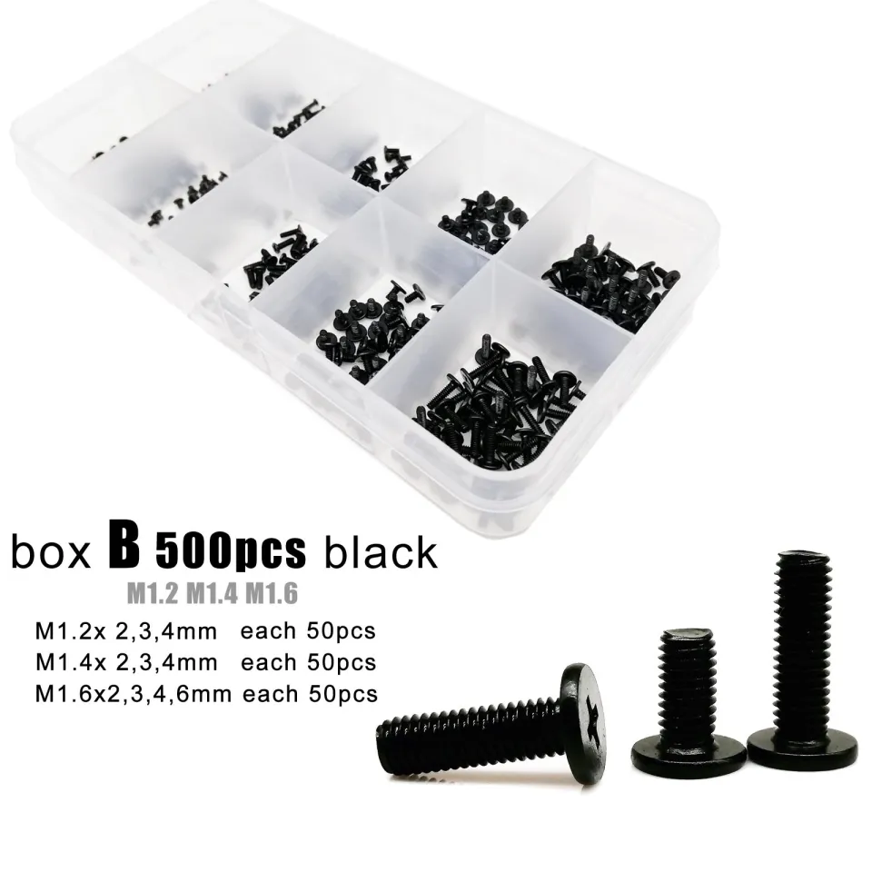 750pcs M1.4 M1.6 M2 M2.5 M3 Phillips Pan Head Small Machine Screws