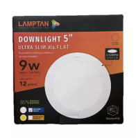 ส่งฟรี  Lamptan โคมดาวน์ไลท์หน้ากลม 5" รุ่น Ultra Slim Alu. Flat 9W แสงขาว