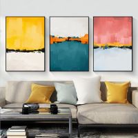 【hot】♛✼  Abstract Mid Poster Watercolor Color Blocks Canvas Paintings Wall Picture Print Room Decoration