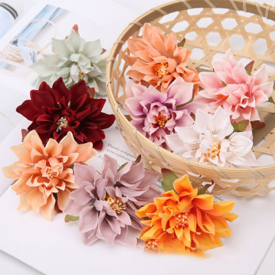 Sanwood®10ชิ้น/เซ็ตดอกไม้เทียมหัว Fadeless Vivid ที่ละเอียดอ่อน Dahlia หัวดอกเบญจมาศสำหรับงานแต่งงาน