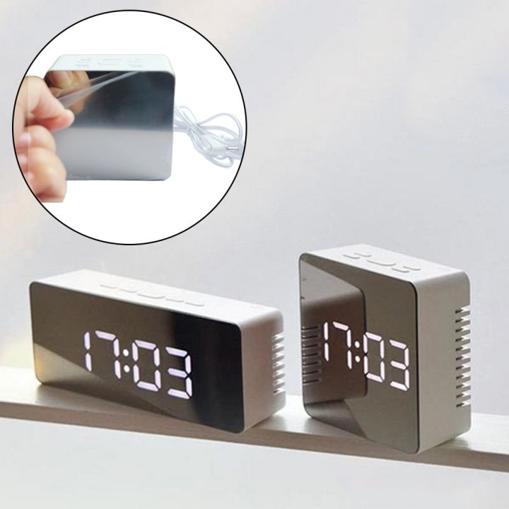 worth-buy-140มม-นาฬิกาปลุกกระจก-led-นาฬิกาดิจิตอลจอแสดงเวลากลางคืนไฟledโต๊ะ-deskalarm-despertador
