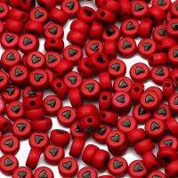 7mm Red Heart Acrylic Beads Round Flat Loose Spacer Beads For Jewelry Making Handmade Charm Diy Bracelet Accessories Wholesale Beads