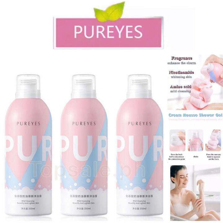 Set of 3 ) PUREYES (Refreshing) Amino Acid Cream Mousse Shower Gel Body