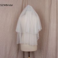 New Arrival Ivory Bridal Veils Pearls Beaded Wedding Accesorios de la boda Sposa Welon katedralny Short Wedding veil Hair Accessories