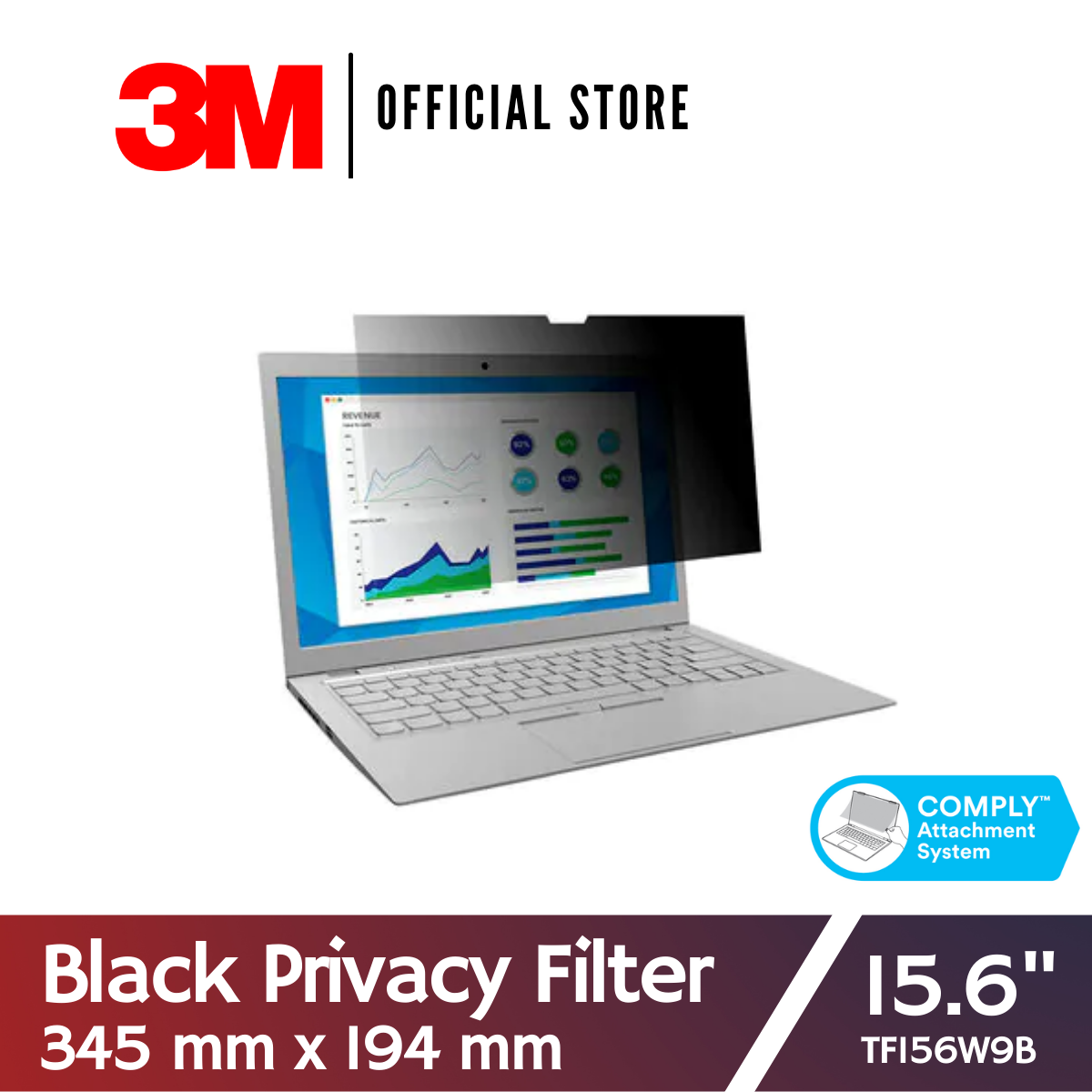 Standard Fit 3M Touch Privacy Filter for 15.6 Widescreen Laptop TF156W9B 