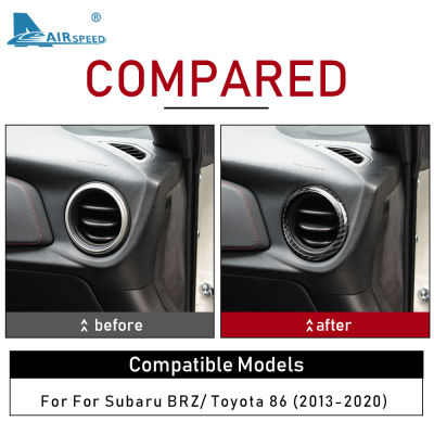 คาร์บอนไฟเบอร์จริงสำหรับ Subaru BRZ Toyota 86 2013- Car Air Conditioning Outlet Vent สติกเกอร์ Auto อุปกรณ์ตกแต่งภายใน