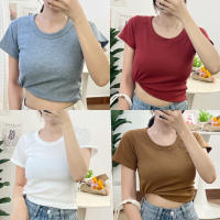 [O6] พร้อมส่ง 8 สี เสื้อยืดคอกลม ผ้าร่อง