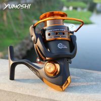 [HOT LIAXLLWISAAZH 534] YUMOSHI Ax/bx ตกปลา Reel 12BB 1 500-9000โลหะม้วน Spinning Reel ปลาคาร์พเหยื่อเรือ Rock Sea Spinning Tackle Casting Line Reels