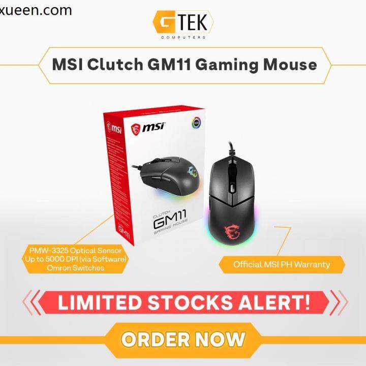 【READY STOCK】 ☬MSI Clutch GM11 Gaming Mouse with RGB Mystic Light 5000