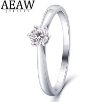 AEAW 0.3ct 4mm DF Round Cut EF VVS1 Moissanite 925 Silver Ring Diamond Test Passed Fashion Girlfriend Women Christmas Gift