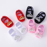 【hot】！ Infant Baby Flats and Headband Soft Sole Non-slip Wedding Walking Shoes Newborn Toddler