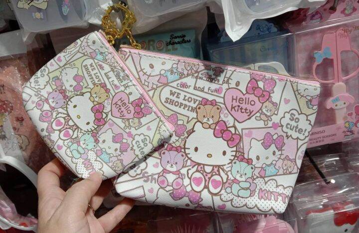 กระเป๋าสำอางค์-กระเป๋าใส่เหรียญ-กระเป๋าจัดระเบียบอเนกประสงค์-ลาย-hello-kitty-และ-snoopy-งานหนัง-pu-กันน้ำ-ขนาดกระเป๋าสำอางค์-20-15-5-cm-ขนาดกระเป๋าเหรียญ-12-10-3-cm