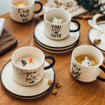 cute cat tea set 6pcs porcelain