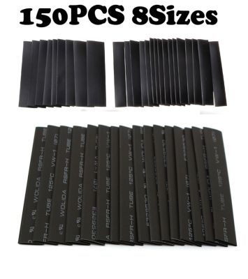 150PCS Useful cable Electrical Tube shrinkable tube Heat Shrink Tubing Black 2:1 Assortment Car Cable Sleeving Wrap Wire Kit Cable Management