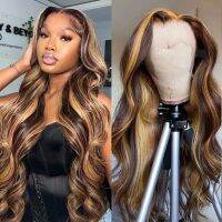 【jw】✥  30 inch Colored 13x6 Front Human Hair Wigs Honey Blonde 220  13x4 Frontal Wig