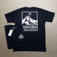 [S-5XL]เสื้อยืด พิมพ์ลาย Patagonia Trail Running สีดํา