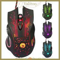 Valitoo เม้าส์ PRO สำหรับเล่นเกมสายไฟแบบมีสาย USB ออปติคอล,6ปุ่ม5500 DPI สำหรับพีซีแล็ปท็อป