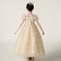 Spot parcel post Girls Dress Fashionable Wedding Dress Childrens Day Host Costume for Piano Performance Princess Dress Tulle Tutu Childrens Dress