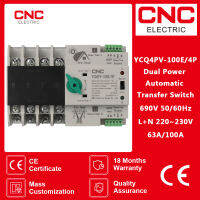 CNC YCQ4PV-100E 4จุดราง Din ATS PV อินเวอร์เตอร์พลังงานคู่โอนอัตโนมัติเลือกสวิทช์อย่างต่อเนื่องพลังงานแสงอาทิตย์ไฟฟ้าโซลาร์เซลล์