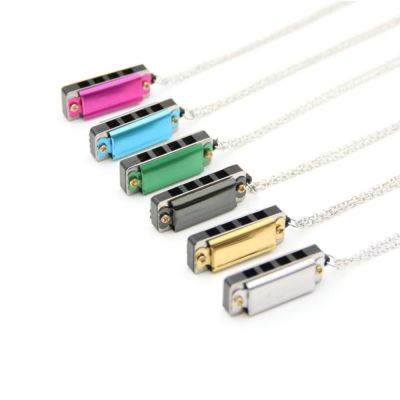 Mini Harmonica Pendant Necklace Creative Four-hole Musical Instruments Men and Women Couple Necklace Sweater Chain