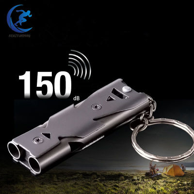 Stainless Steel Whistle Outdoor Survival Emergency Whistle With Keychain Double Tube High Decibel Whistle Multitool EDC Gear Survival kits