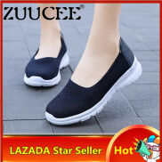 ZUUCEE Giày VANS thể thao nữ lưới thoáng khí đế bằng có cỡ lớn phong cách