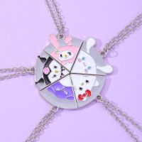 ◆ Cute Animal Rabbit Bear Cat Dog Kitty Puzzle Pizza Pendant Necklace Set For 5 Children Best Friends Sister Gift Wholesale