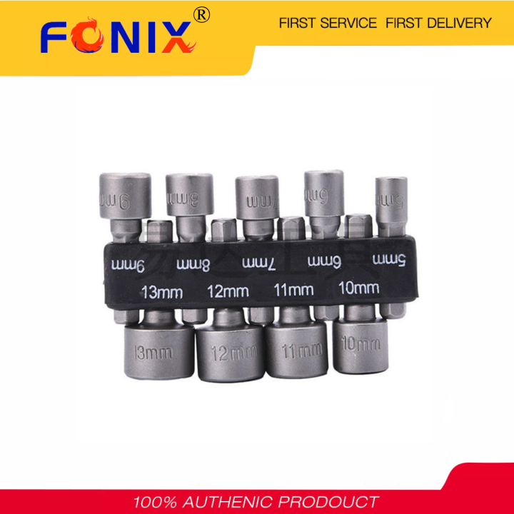 พร้อมสต็อก-fonix-9pcs-5-12mm-hexagon-nut-ไดร์เวอร์หัวเจาะไขควงประแจชุดสว่านหัวเจาะบิทอะแดปเตอร์1-4-hex-shank-power-เครื่องมือสำหรับไขควงไฟฟ้าจับเครื่องมือ