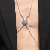 เครื่องประดับแฟชั่นเรียบง่าย Rhinestone รักร่างกายโซ่ rhinestone ห้อยคอสร้อยคอโซ่เอว body chain~