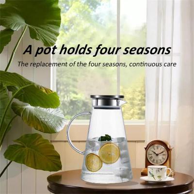 1.52L กาน้ำชาแก้วทนความร้อนดอกไม้ชากาต้มน้ำขนาดใหญ่กระจกใสน้ำผลไม้ภาชนะบรรจุน้ำกาน้ำชาเซรามิกเหยือกน้ำ