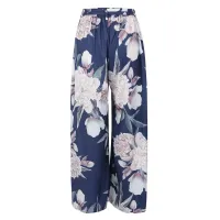 Ladies Floral Printed Long Trousers with Belts Summer Women High Waist Wide Leg Bottoms Loose Pants Palazzo Casual Vacation XXL