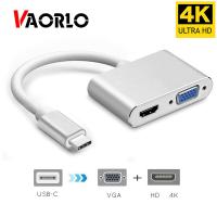 USBC To HDMI-compatible 4K 30Hz VGA Hub Adapter USB 3.1 Type C USB-C to VGA 1080P HDTV Audio Video Converters for Macbook Pro