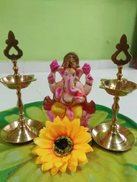 Divya Mantra Indian Diwali Oil Lamp Pooja Diya Brass Light Puja Decorations  Mandir Decoration Items Handmade