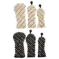 ✧ 3Pcs Golf Head Covers Golf Wood Headcover with Interchangeable Number Tag PU Men Women Waterproof Protective Sleeve Golfer Gift