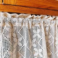 Knitted Lace Tiers Short Curtains For Kitchen Cabinet Toilet Crocheted Beige Hollow Hole Floral Door Cafe Decroation Half Window