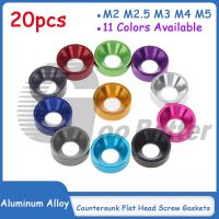 20pcs Colourful Anodized Aluminum Alloy Washer Countersunk Flat Head Screw Gaskets Metal Gasket M2 M2.5 M3 M4 M5 Nails  Screws Fasteners