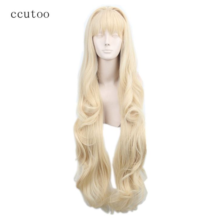 Ccutoo Volcaloid3 Seeu 100Cm สีบลอนด์หยิกอ่อนผมปลอมยาววิกใยไฟเบอร์ทนความร้อนชุดคอสเพลย์ผู้หญิง