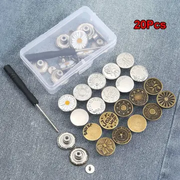 12 Sets Button Pins for Jeans Jeans Wear Replacement Buttons (17mm