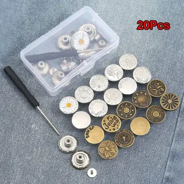 10PCS Jeans Buttons Replacement 17mm No Sewing Metal Button Repair Kit  Nailless Removable Jean Buttons Replacement Combo