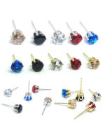 จิวสแตนเลส สำหรับเจาะตรงบริเวณกระดูกอ่อนของหู - 1 ข้าง CZ Stud 5 Colours(Clear Back) Stainless Steel Earring