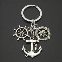 1PCS Wanderlust Compass Anchor Rudder Key Chains Diy Handmade Key Ring For Men Travel Jewelry E866 Key Chains