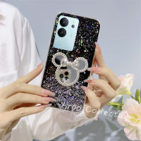 Phone Case เคส VIVOV29 5G VIVO V29 Y27 Y78 5G 4G เคสใสสีสันสดใสพร้อมตัวยึดกระจกแต่งหน้าการ์ตูนเคสหลังแบบนุ่มเลื่อมลายท้องฟ้าเต็มไปด้วยดวงดาว2023