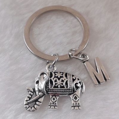 A-Z letter key ring hollow elephant keychain 26*25mm elephant keychain party souvenir gift for women Key Chains