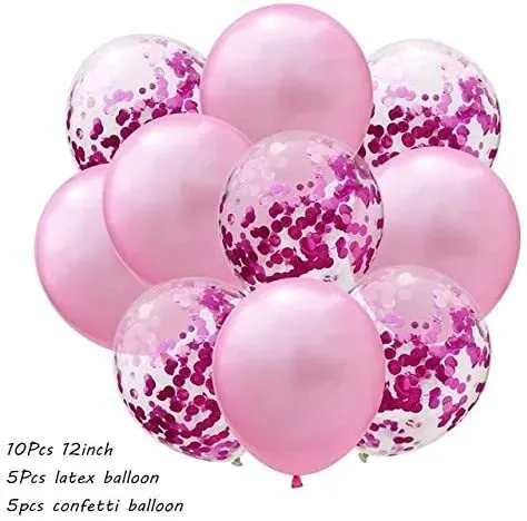 Paket Balon Latex & Confetti warna Pink untuk Dekorasi Ulang Tahun dan