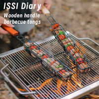 ISSI Diary เครื่องมือบาร์บีคิวกลางแจ้งคลิปบาร์บีคิวไม้เสียบบาร์บีคิวสแตนเลสยาว 49 ซม. อุปกรณ์บาร์บีคิวกลางแจ้งตั้งแคมป์ไม่ติดเครื่องมือบาร์บีคิวผักเสียบไม้เสียบย่างแบบพกพาอุปกรณ์เสริมเนื้อย่างนอนสติ๊ก