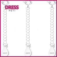 PETI DRESS ส่วนขยายเงิน สร้อยคอเงินสำหรับขยาย สเตอร์ลิงเงิน สร้อยคอเครื่องประดับอัญมณี ทำโซ่ โซ่ทำเครื่องประดับ เงินสีเงิน สร้อยคอขยายได้ สำหรับผู้หญิง