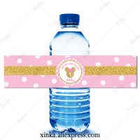 2030 Custom Mini Pink Mouse Water Bottle Labels Candy Bar Wrapper Sticker Baby Shower Baptism Birthday Party Decorations